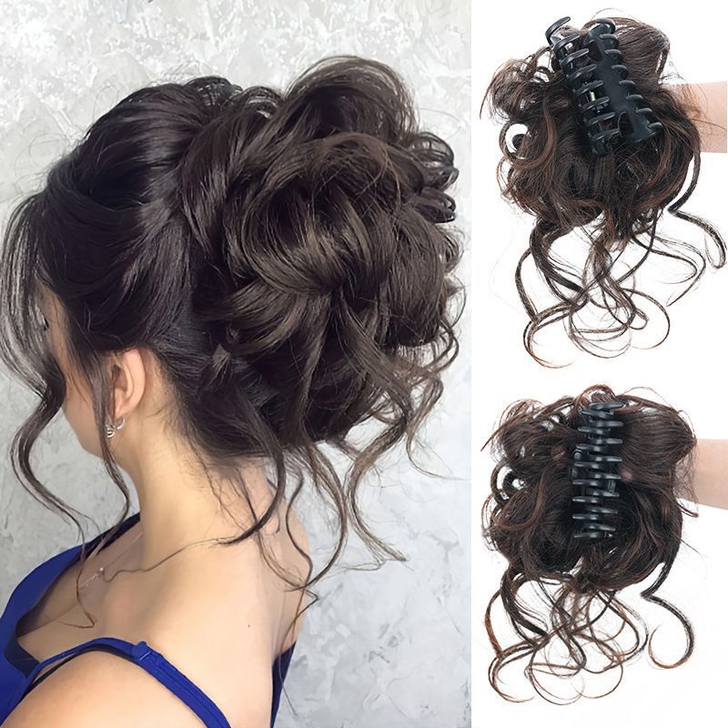 European and American Style Fashion Lazy Hair Bun with Messy Flower-Shaped Hair Clips, Fluffy Long Hair Bun, High-Temperature Silk Wig European and American Style Fashion Lazy Hair Bun with Messy Flower-Shaped Hair Clips, Fluffy Long Hair Bun, High-Temperature Silk Wig