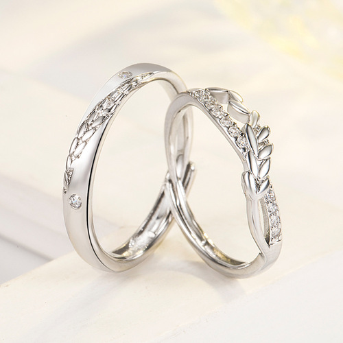 New Mai Xiang happy couple ring men and women open ring fashion creative wheat ear couple ring