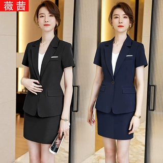 职业装西装套装休闲西服女装气质干练工装正装短袖工作服夏季女装