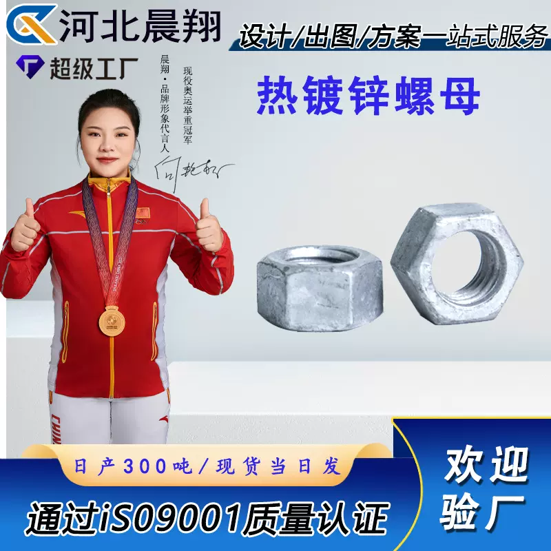 热镀锌螺母光伏电力专用配套 外六角热镀锌螺母 热浸锌六角螺帽