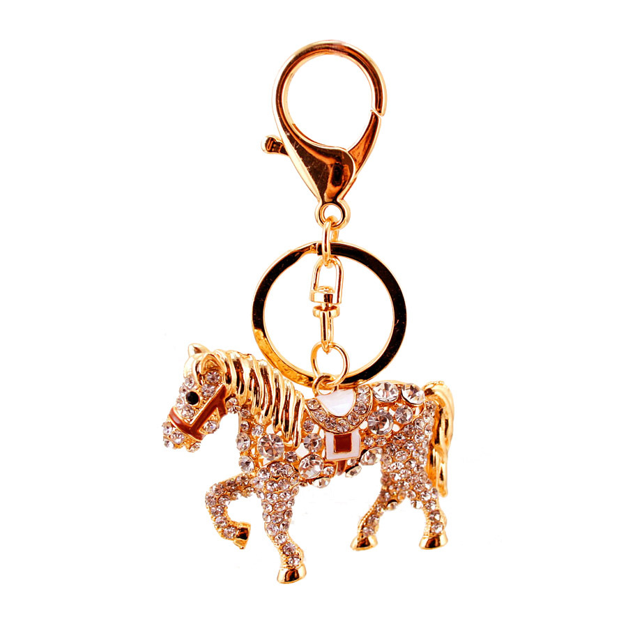 Llavero del zodiaco con diseño de pony y diamantes incrustados, accesorio de coche o bolso, pequeño regalo decorativo