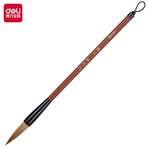 Deli brush 6580 large regular script 6581 medium regular script 6582 small regular script wolf hair brush primary school students calligraphy practice brown