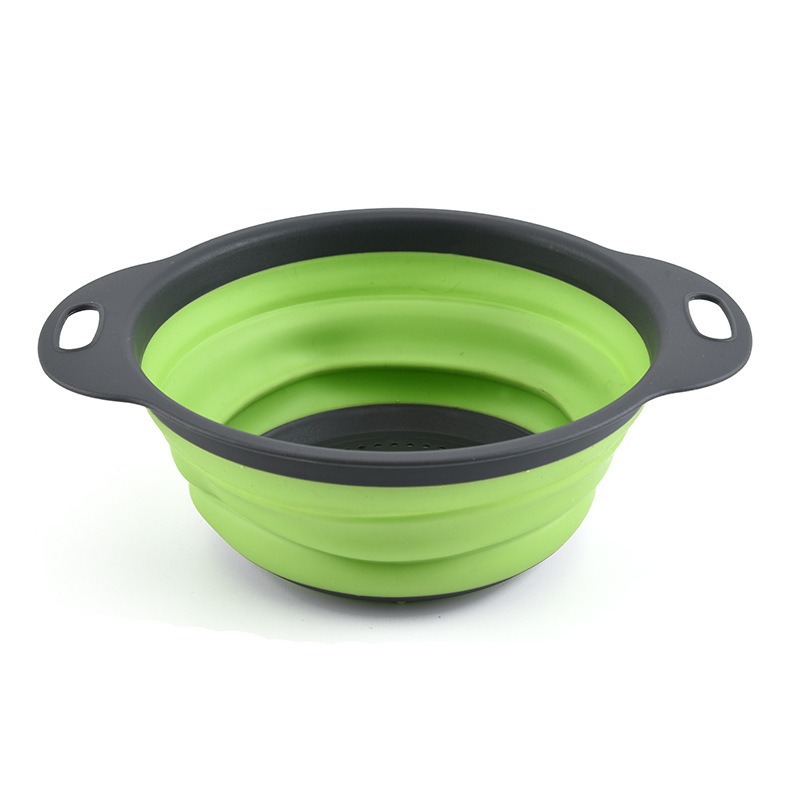 Cesta de drenaje plegable telescópica para acampar al aire libre, filtro de agua súper redondo, artefacto de cocina azul vegetal plegable, canasta de lavado de verduras