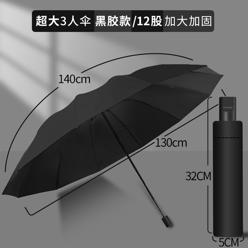 加固大号雨伞男女防风晴雨两用便携黑胶学生加大双人折叠伞批发|undefined