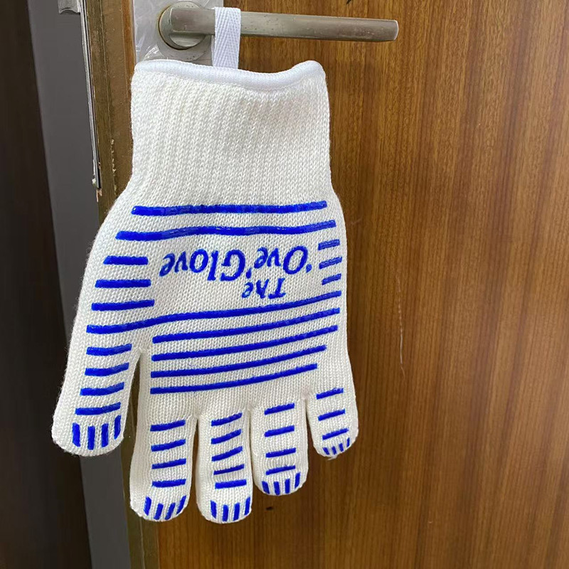 Amazon en stock barbacoa guantes llama barbacoa guantes silicona antideslizante horno resistente al calor 500-800 grados guantes