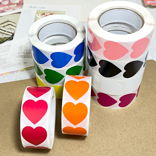 Manufacturer wholesale foreign trade blank love stickers self-adhesive rolls of heart-shaped sticker labels 500 pieces/roll