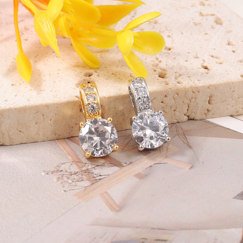 Trendy Round Diamond Pendant Necklace, Simple Square Zircon Pendant Necklace, Minimalist Clavicle Pendant for Women
