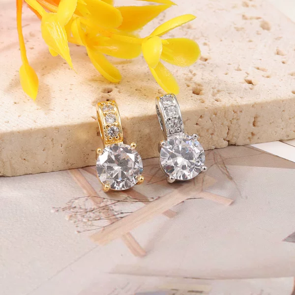 Trendy Round Diamond Pendant Necklace, Simple Square Zircon Pendant Necklace, Minimalist Clavicle Pendant for Women
