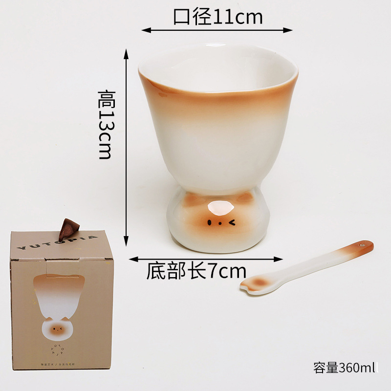 [Transfronterizo] Gato siamés lindo gatito taza de cerámica taza de agua de pareja de alto valor regalo de cumpleaños creativo taza de mano