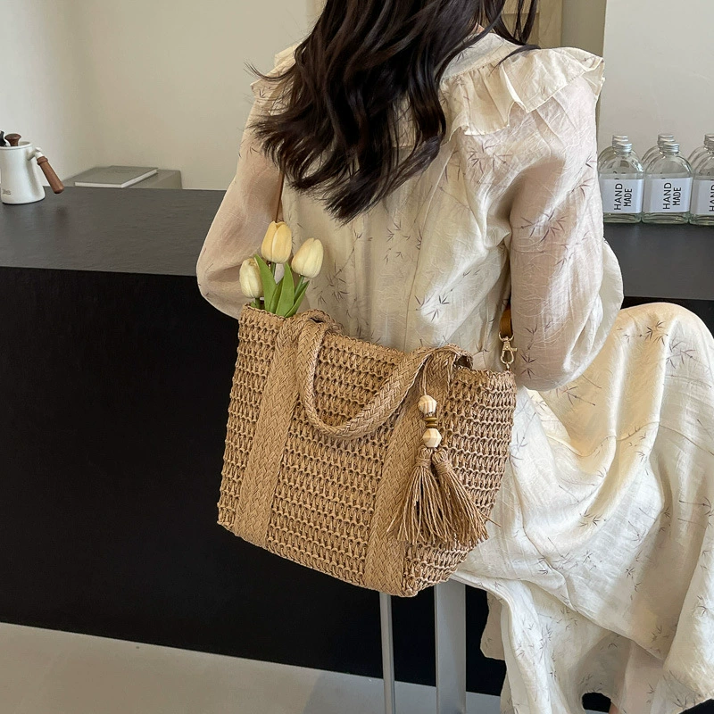 Корзина, вязанная handmade сумка, соломенная ручная сумка через плечо