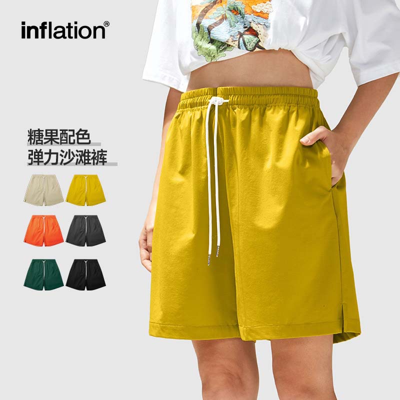 Inf Men's Wear | Candy Color Stretch Beach Pants 2025 Spring and Summer Trendy Brand Loose Casual Shorts