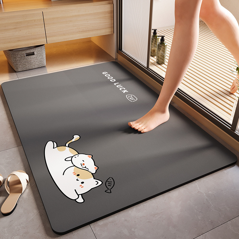 浴室バスルームフロアマットカット可能な珪藻泥吸収性マット家庭用滑り止めマットトイレドアステップマットカーペット|undefined