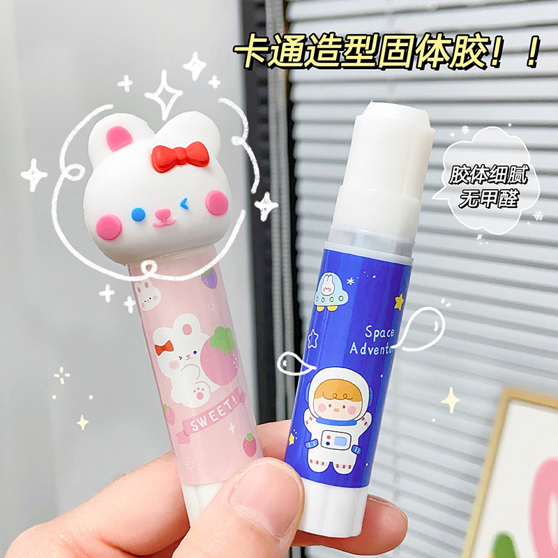 卡通固體膠 diy手工固態膠棒 學生辦公速干黏力膠可愛造型強力膠