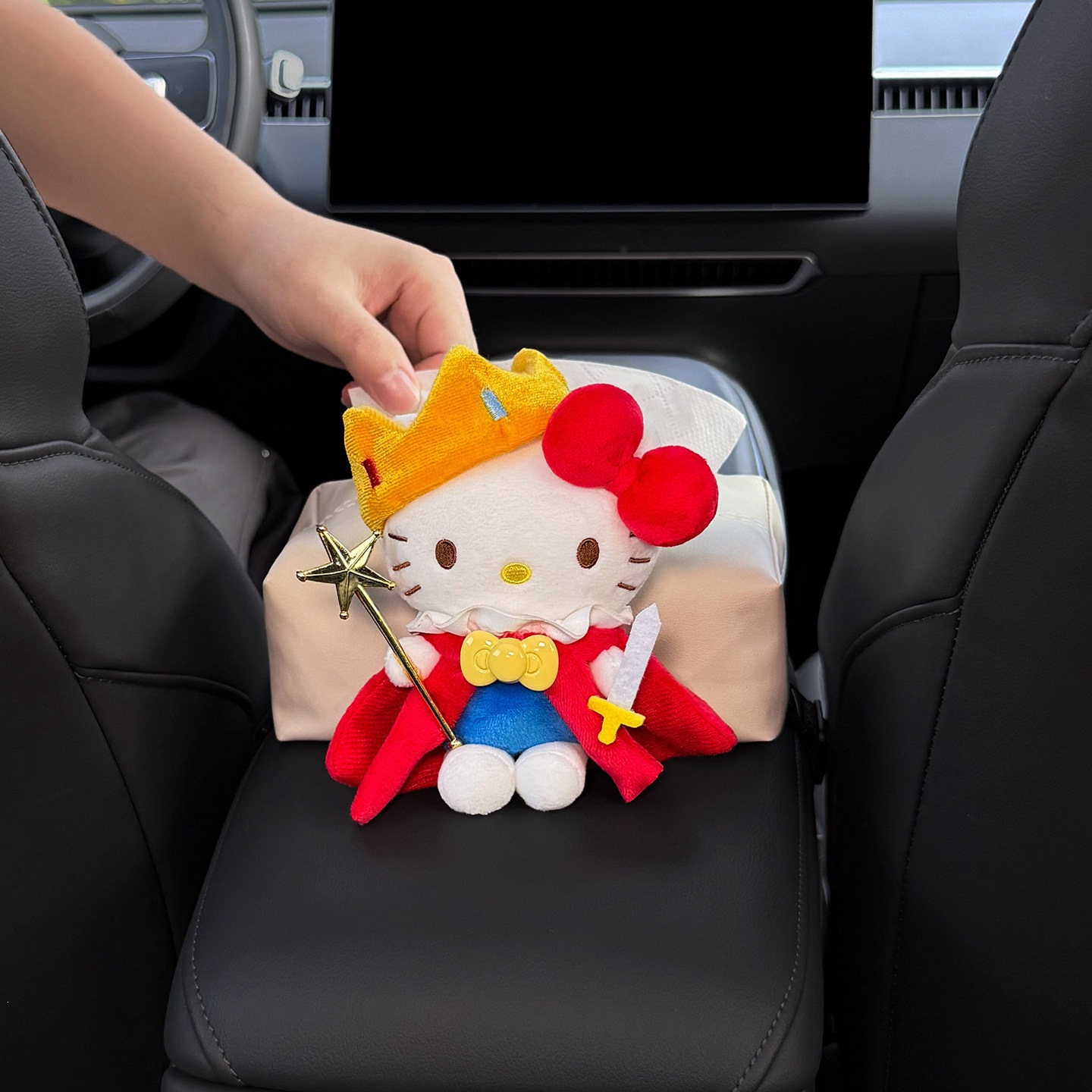 2026 Kitty Car Tissue Box, Car Armrest Box Tissue Bag, Seat-mounted Car Tissue Bag, Cute for Women