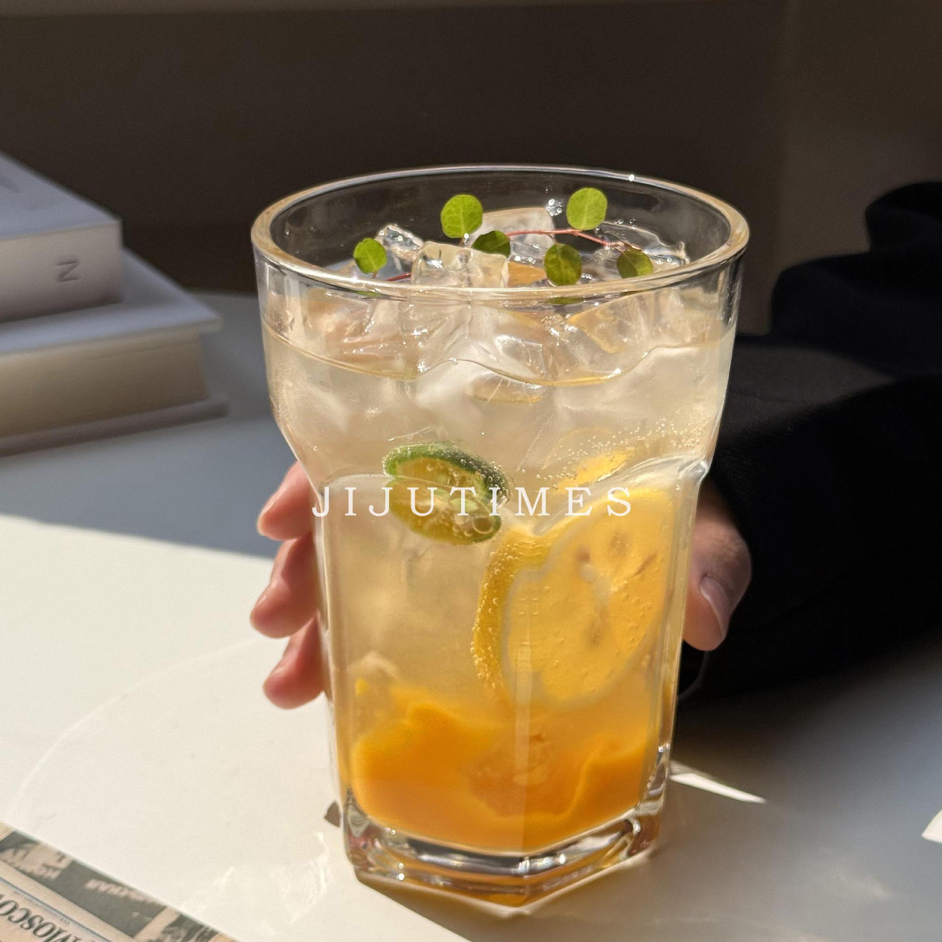 Ins Style Restaurant Super Large Capacity Glass Cold Drink Cup Beverage Cup Fruit Tea Cup Mojito Cup Milk Tea Cup