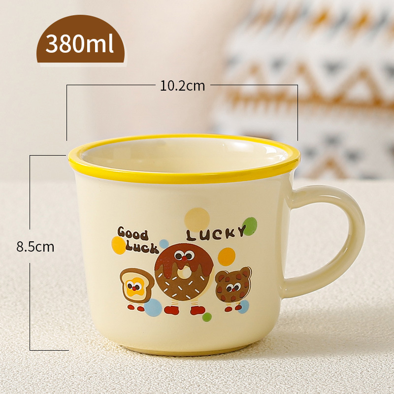 Taza de cerámica de regalo encantadora taza de regalo para niños taza de agua de dibujos animados taza de café doméstica con cubierta cuchara para niños