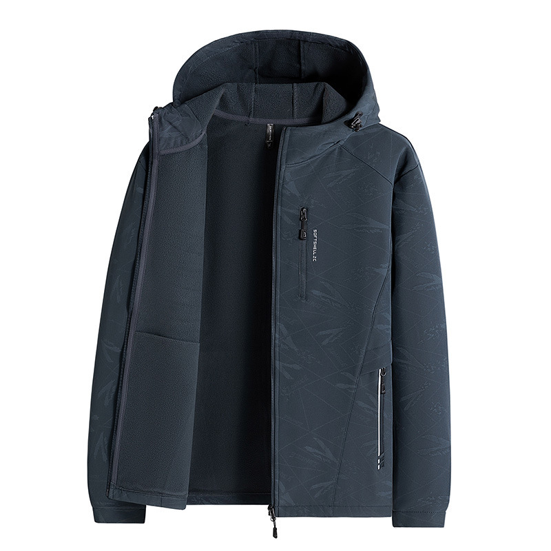 Outdoor Tooling Soft Shell Jacket Men's and Women's Spring and Autumn Jacket Couples Can Open Fleece Waterproof Windbreaker Mountaineering Jacket
