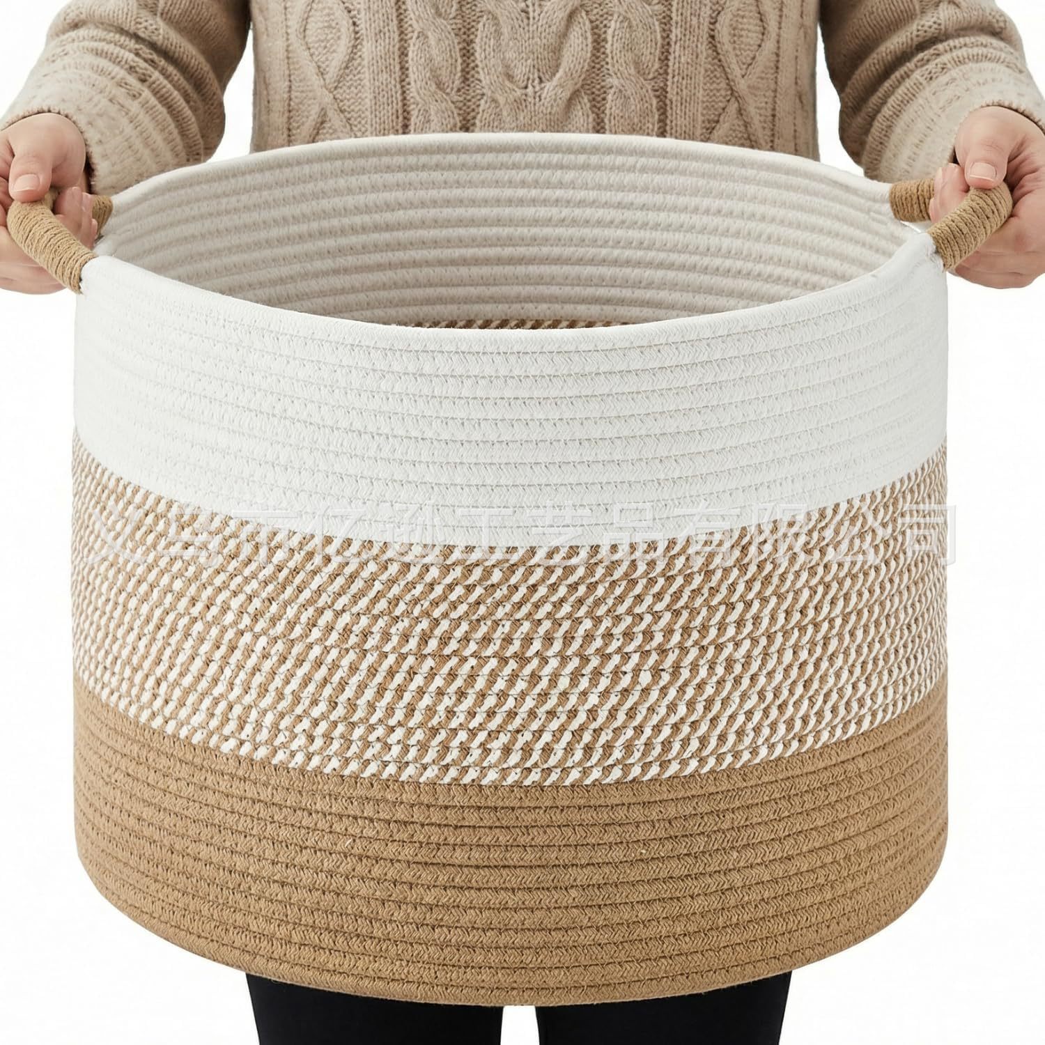 厂家直销棉绳大容量脏衣篮圆形收纳篮 卧室家居玩具毯子收纳筐