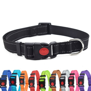 Amazon Dog Supplies Pet Collar Adjustable Non-Choking Nylon Dog Walking Reflective Large Dog Reflective Design