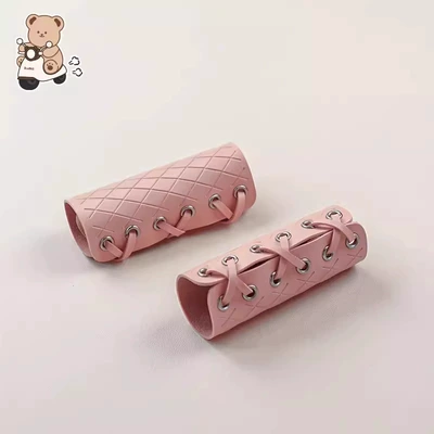 Handlehold cover Universal for All Seasons, Sweat-Absorbent - a-pair-of-pink-diamond-shaped-handlebar-covers-anti-slip-and-heat-insulating-other