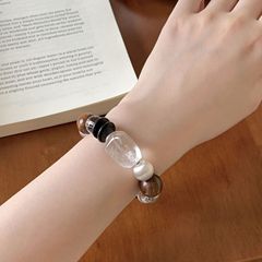 オリジナル999足銀天然異形白水晶ブレスレットins小衆檀木糸引き玉手串女手飾り