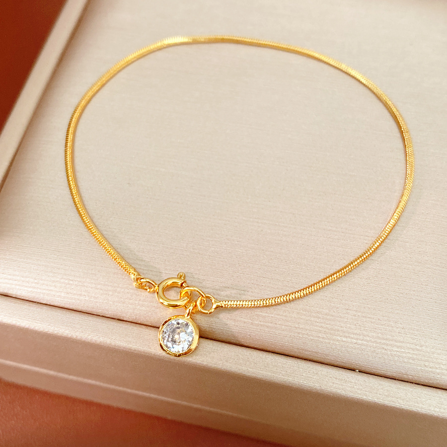 18k oro real pulsera redonda de mármol de electrolito ligera de lujo nicho de alta sensación pulsera simple personalidad joyas de pulsera