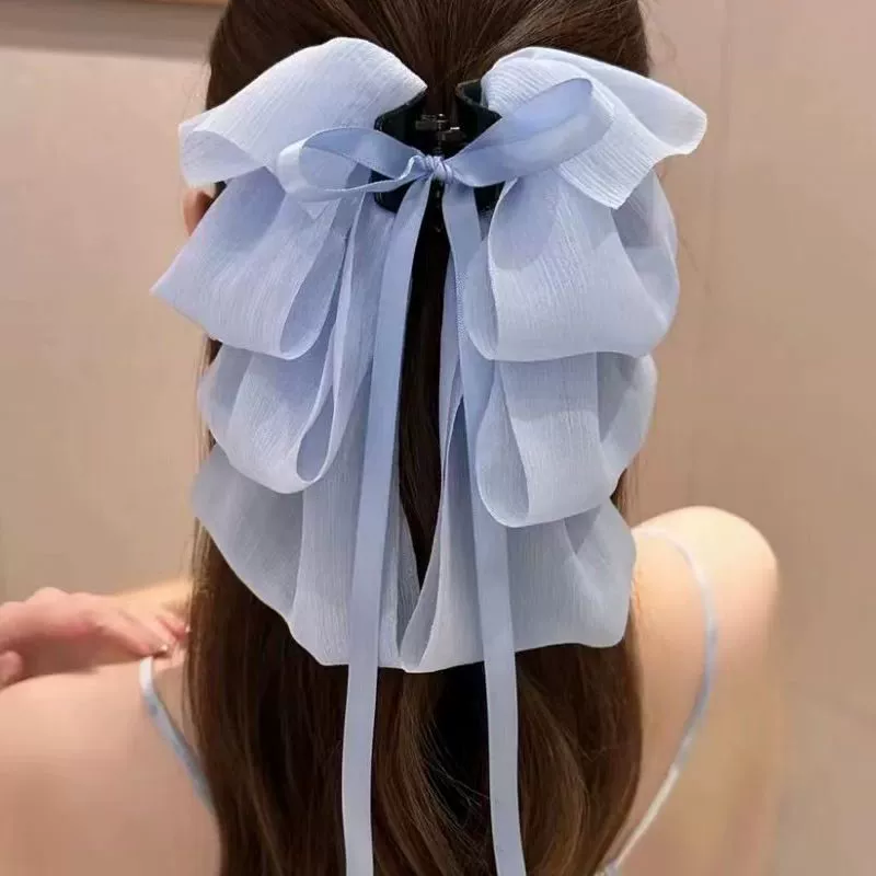 Шифоновые заколки для волос, крабовый булавка, акула, аксессуар для волос, французский стиль