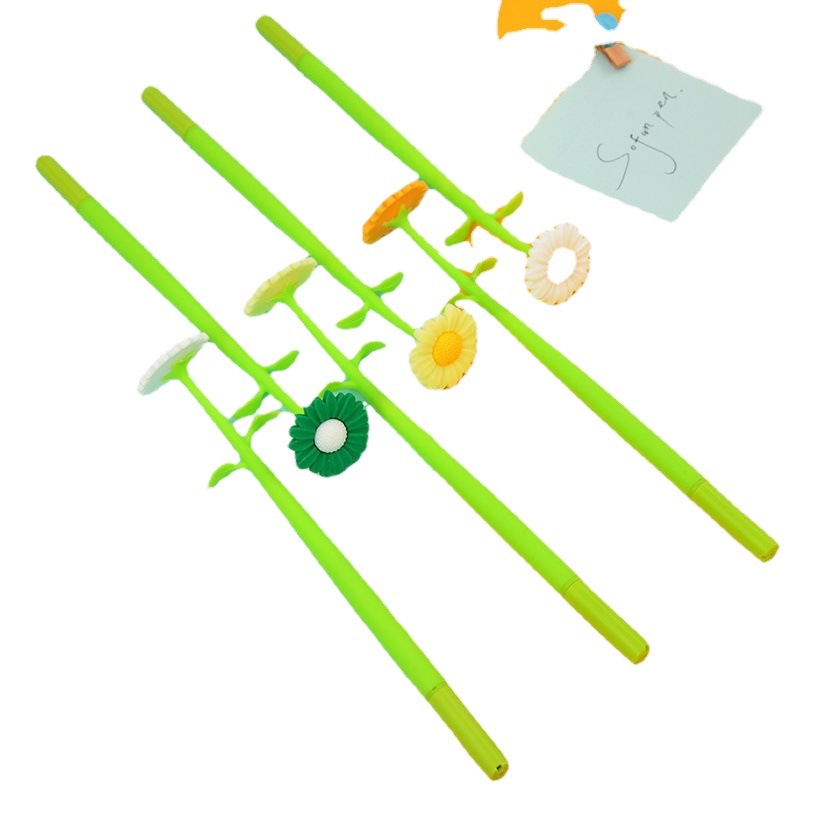 2021 nueva pluma de gel de secado rápido estudiante de dibujos animados lindo pluma de agua agradable ZF2362 pluma de silicona Daisy