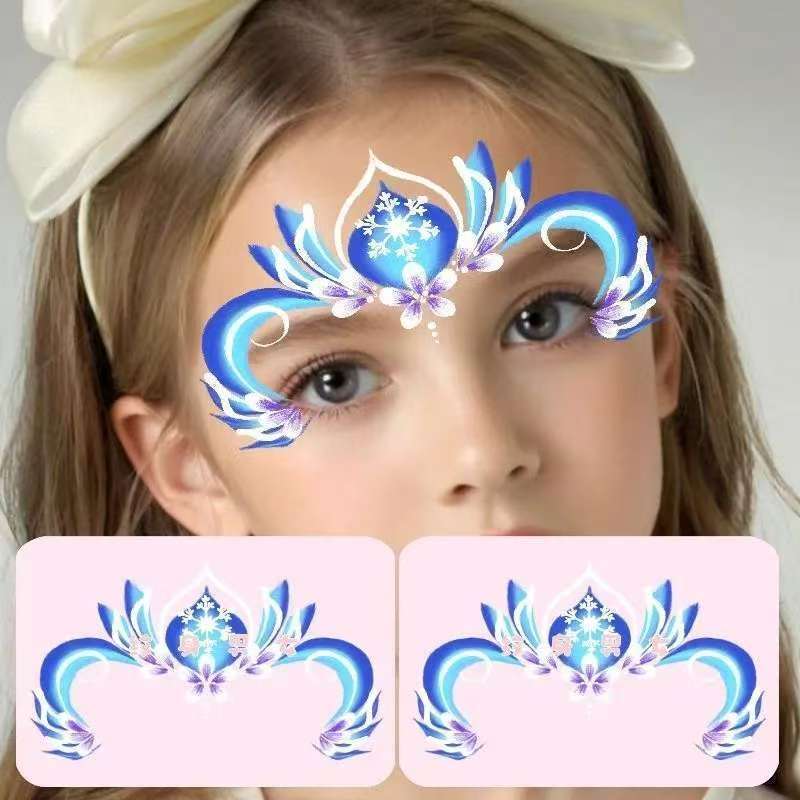 氷雪の王女の愛莎の王女の女の子の彩色の額は祝日のショーの花のの子供の顔の化粧の幼稚園を貼ります。|undefined