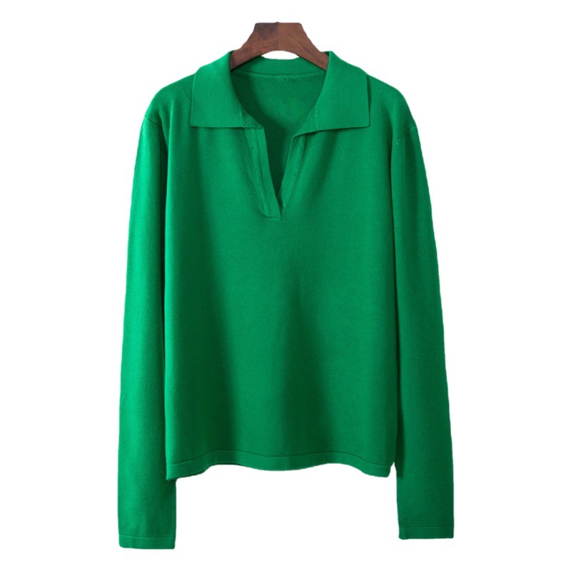 Suéter de cuello polo estilo europeo y americano, otoño-invierno 2025, suéter casual versátil de punto con cuello vuelto para mujer, disponible en Amazon. image 1