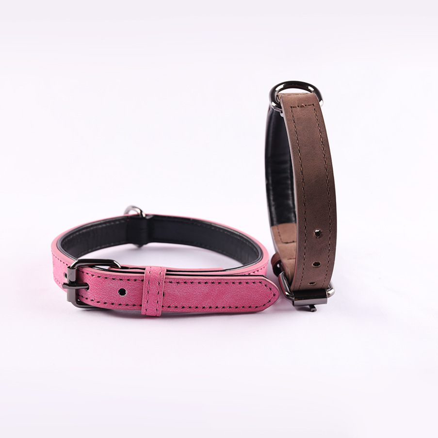 Cuerdas de tracción de perros de cuero real gruesas y fuertes, cuerdas de tracción de perros de moda ajustables con collar