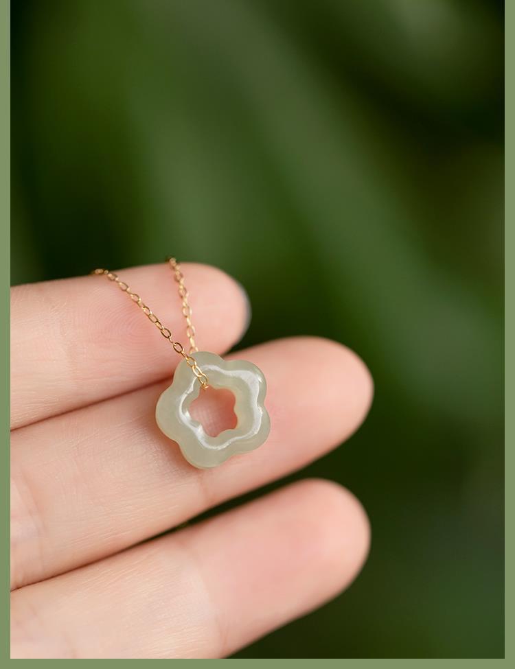 Jade Inlay Material 304 Stainless Steel Chain Material Wholesale Jewelry Elegant Flower 304 Stainless Steel Jade Plating