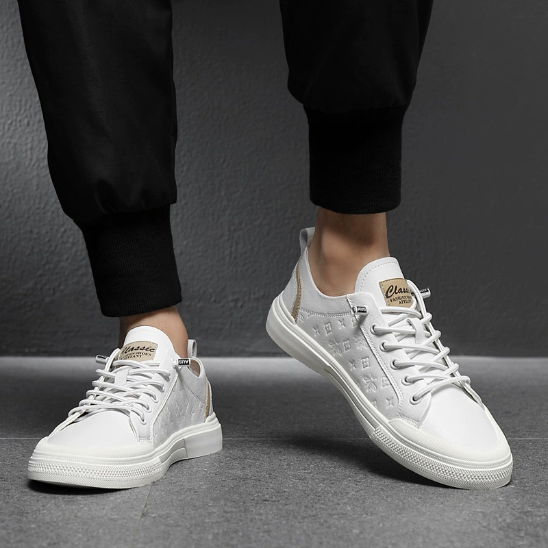 Fashionable summer sneakers, men's white shoes, casual footwear, 2023 collection