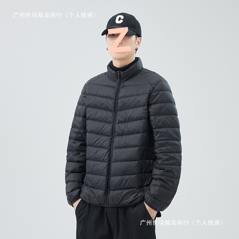 Short Lightweight Portable Men's down Jacket 2025 Winter New Duck down Stand Collar Warm Ribbed Liner Coat Trendy