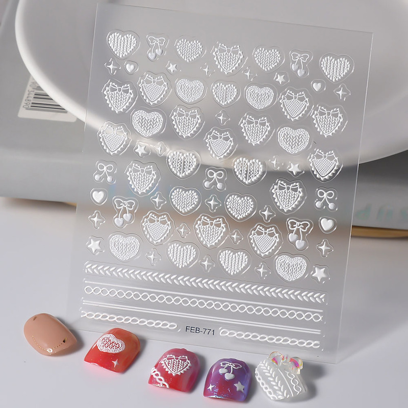 Cross-border French nail stickers White love DIY self-adhesive Cup stickers sweater collar hollow lace nail stickers Cross-border French nail stickers White love DIY self-adhesive Cup stickers sweater collar hollow lace nail stickers