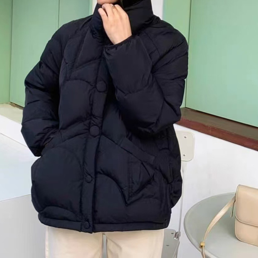 24 invierno Puyuan 2024 invierno nuevo temperamento de cuello vertical chaqueta de plumón ligera mujer corta ancha