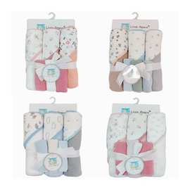 外贸宝宝浴巾洗澡巾新生婴幼儿抱毯包巾柔软舒适小方巾6件套