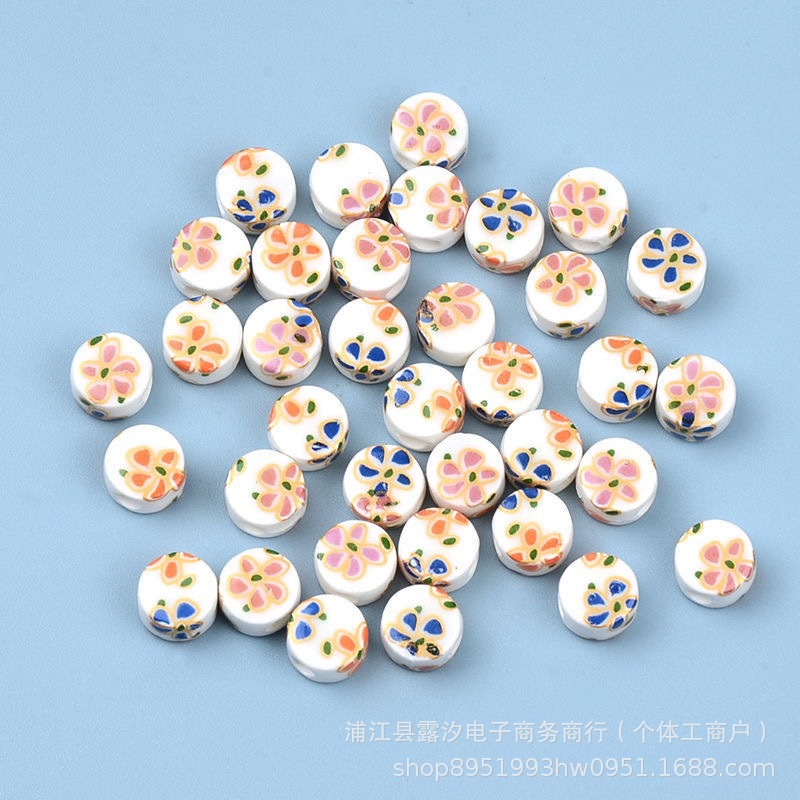 Flores de cerámica oblata esmalte de color decal de cerámica flores de estilo chino hechas a mano DIY collares pulseras pendientes accesorios