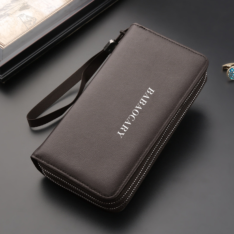 [BABAOCARY genuine goods] [Double zipper] Men's long soft leather large-capacity business clutch