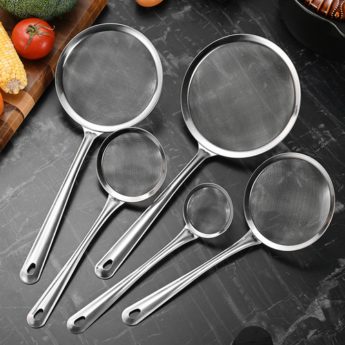 Stainless steel mesh colander, household bean berry juice filter, oil grid colander, mesh sieve, deep-fried hot pot spoon, noodle spoon
