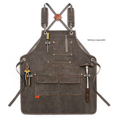 8N歐美風圍裙時尚園藝男士耐磨防水定 制logo花藝理髮師牛仔工作