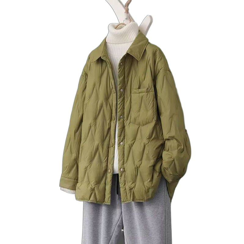 轻薄款衬衫羽绒服女2025年秋冬新款休闲宽松显瘦百搭保暖女士外套|undefined