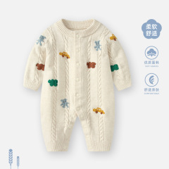 ベビー服 秋服 男の子用ロンパース 秋冬用ジャンプスーツ ジャケット 秋ニット 満月 百日祝い ボディスーツ 女の子用