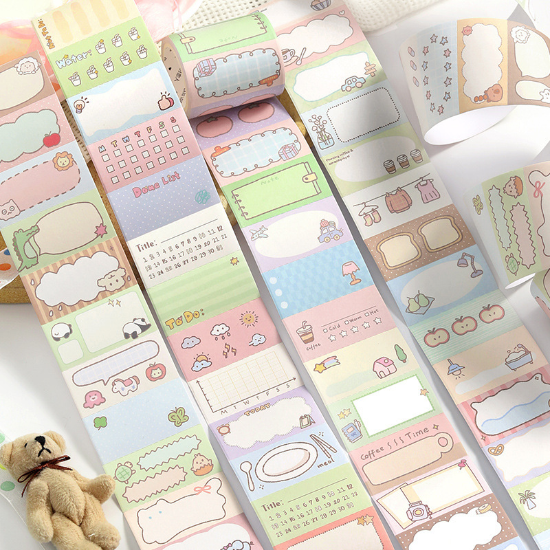 Letter Lover Tearable Note Roll Cute Bubble Frame Series Korean Cute Crayon Style Writable Tape