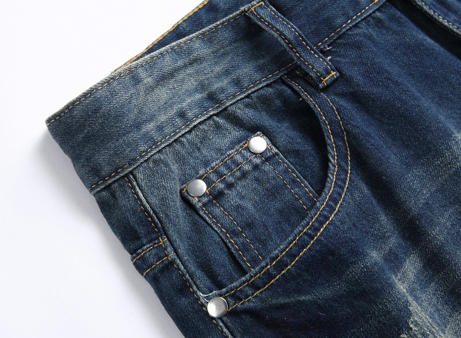 Men's Fashion Straight Leg Jeans Zipper Decorated Casual Denim Pants Mid Waist Long Slight Stretch Softener_mkmklike.com