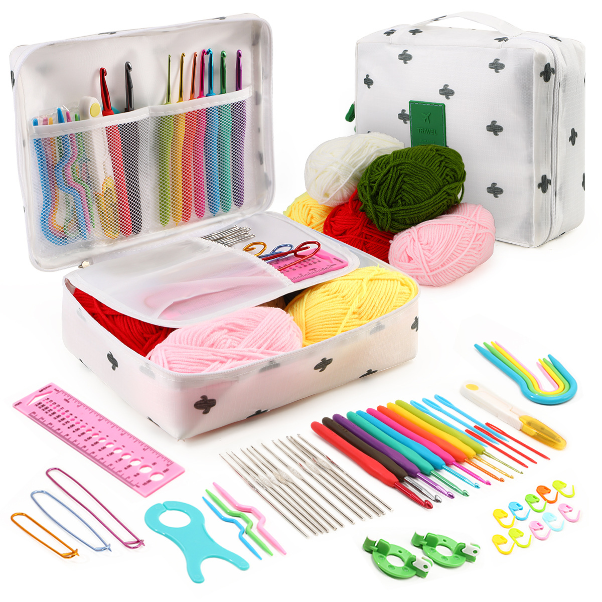 Transfronterizo nuevo principiante crochet traje multi-color bolsa de almacenamiento serie entrada ganchillo accesorios de lana al por mayor