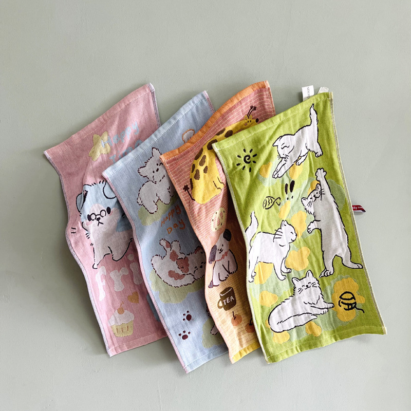 Cartoon full small cotton towel three layer gauze towel children's towel kindergarten children's towel face towel soft wholesale