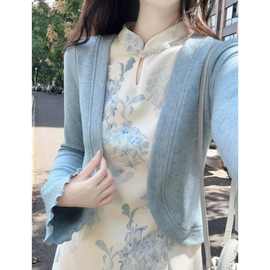 新中式国风女装新款印花碎花拼接针织假两件旗袍连衣裙百搭新品款