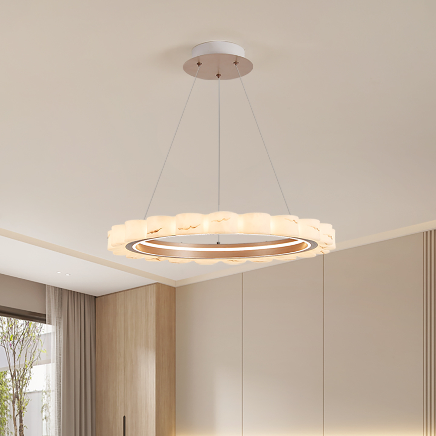Lámpara de la sala de estar italiana de lujo imita la nube de piedra moderna y simple diseñador de anillo de alta calidad nueva lámpara de vestíbulo 055L