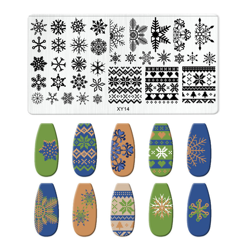 美甲印花钢板爆款雪花圣诞 NailSteelPlate转印指甲模板工具批发|undefined